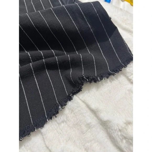 Umgee USA Black Pinstripe Cotton Shirt Dress Raw Frayed Hem Small A4505 - Picture 6 of 7